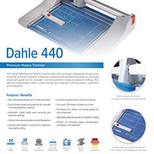 Dahle 440 Premium Rotary Trimmer, 14 Cut Length, 30 Sheet Capacit...