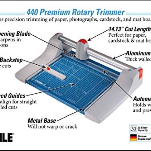 Dahle 440 Premium Rotary Trimmer, 14 Cut Length, 30 Sheet Capacit...