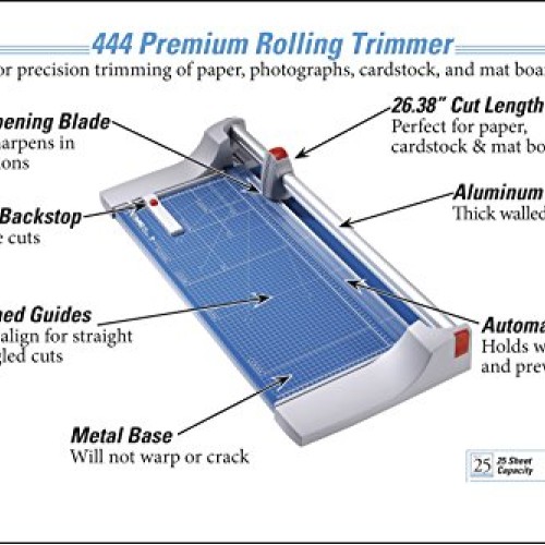 Dahle 444 Premium Rolling Trimmer, 26-3/8 Cut Length, 25 Sheet Ca...