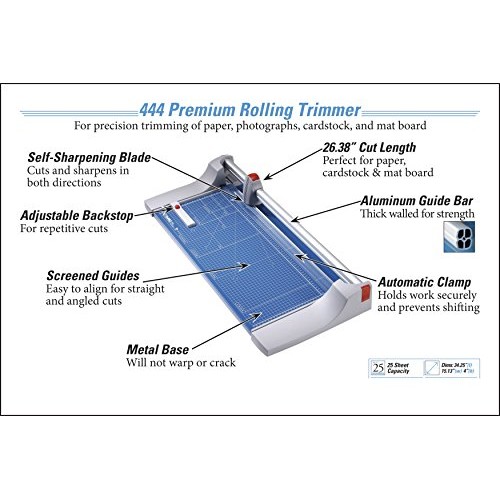 Dahle 444 Premium Rolling Trimmer, 26-3/8 Cut Length, 25 Sheet Ca...