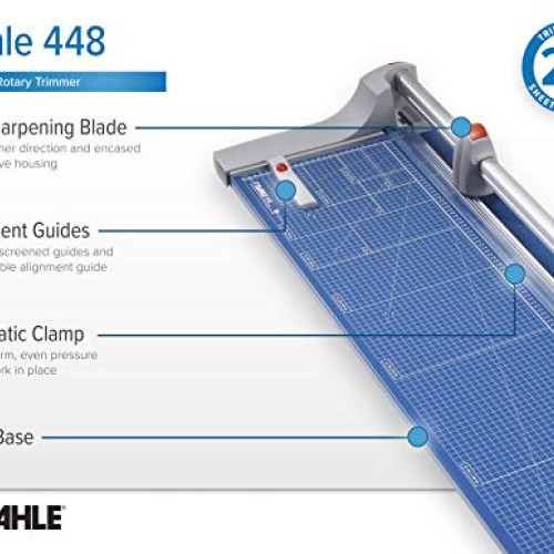 Dahle 448 Premium Rotary Trimmer, 51 Cut Length, 20 Sheet Capacit...