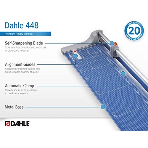 Dahle 448 Premium Rotary Trimmer, 51 Cut Length, 20 Sheet Capacit...