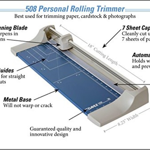 Dahle 508 Personal Rolling Trimmer, 18 Cut Length, 7 Sheet Capaci...