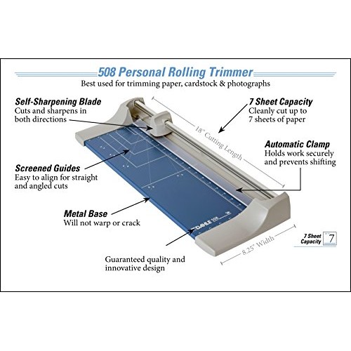 Dahle 508 Personal Rolling Trimmer, 18 Cut Length, 7 Sheet Capaci...