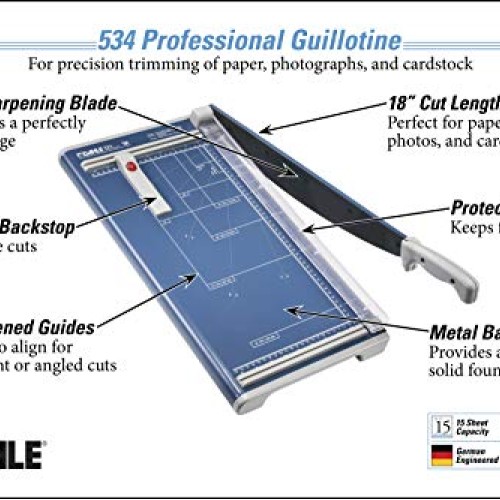 Dahle 534 Professional Guillotine Trimmer, 18 Cut Length, 15 Shee...