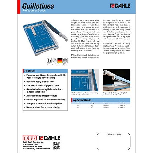 Dahle 534 Professional Guillotine Trimmer, 18 Cut Length, 15 Shee...