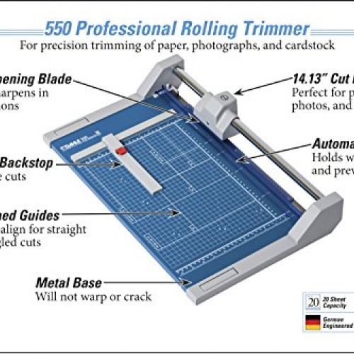 Dahle 550 Professional Rolling Trimmer, 14-1/8 Cut Length, 20 She...