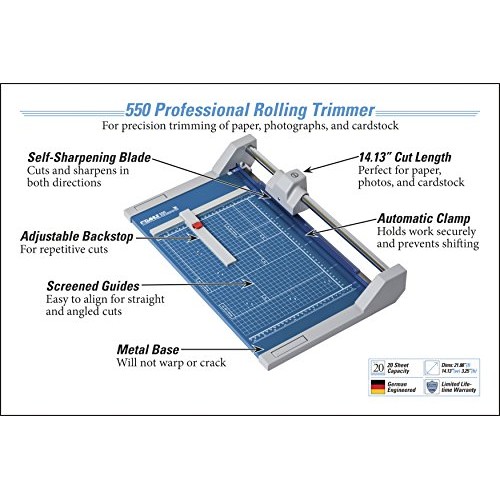 Dahle 550 Professional Rolling Trimmer, 14-1/8 Cut Length, 20 She...