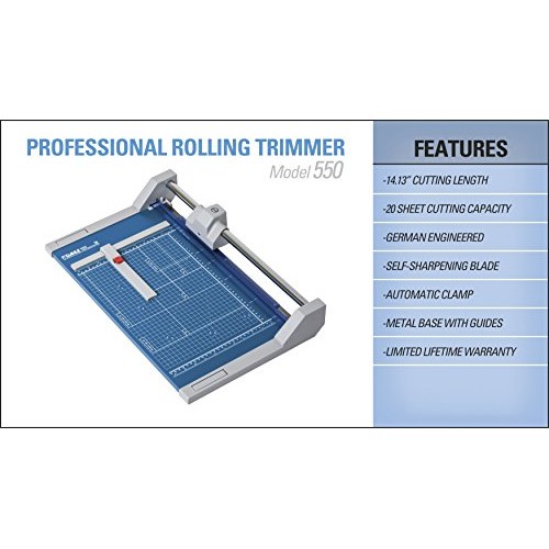 Dahle 550 Professional Rolling Trimmer, 14-1/8 Cut Length, 20 She...