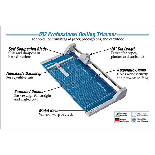 Dahle 552 Professional Rolling Trimmer 20 Cut Length 20 Sheet Cap...