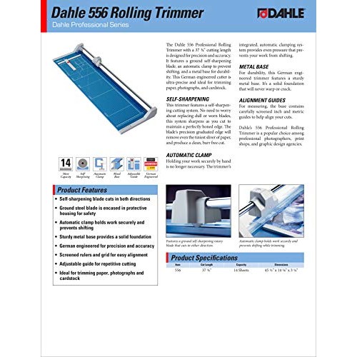 Dahle 556 Professional Rolling Trimmer, 37-3/4 Cut Length, 14 She...