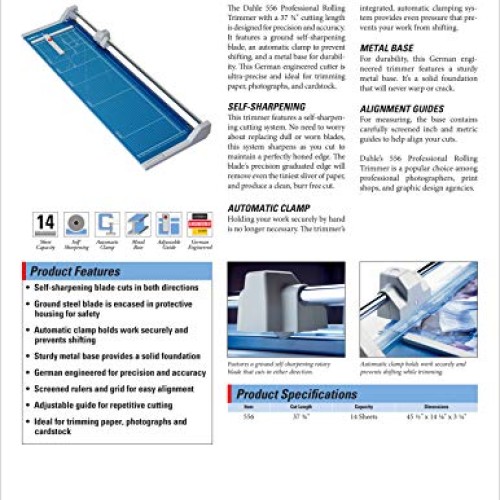 Dahle 556 Professional Rolling Trimmer, 37-3/4 Cut Length, 14 She...