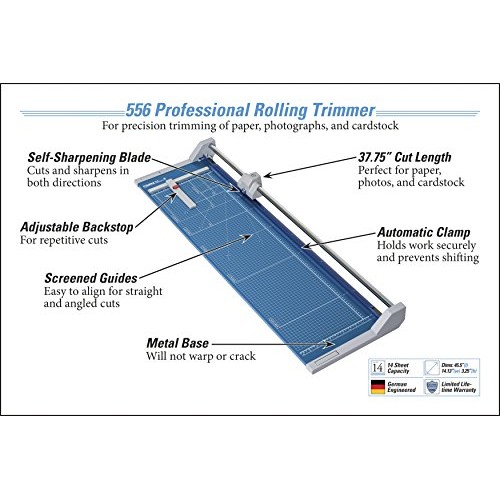 Dahle 556 Professional Rolling Trimmer, 37-3/4 Cut Length, 14 She...