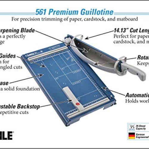 Dahle 561 Premium Guillotine Trimmer, 14-1/8 Cut Length, 35 Sheet...