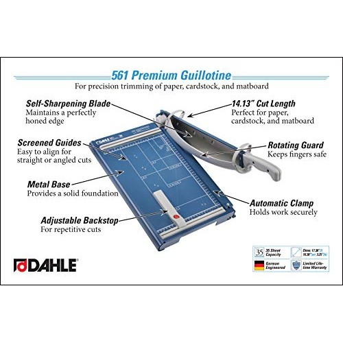 Dahle 561 Premium Guillotine Trimmer, 14-1/8 Cut Length, 35 Sheet...