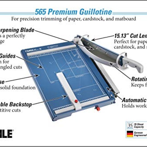 Dahle 565 Premium Guillotine Trimmer, 15-1/8 Cut Length, 35 Sheet...