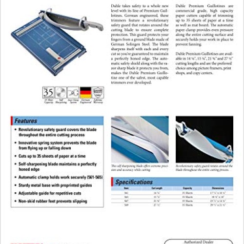Dahle 565 Premium Guillotine Trimmer, 15-1/8 Cut Length, 35 Sheet...