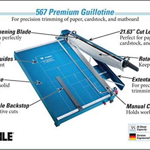 Dahle 567 Premium Guillotine Trimmer, 21-5/8 Cut Length, 35 Sheet...