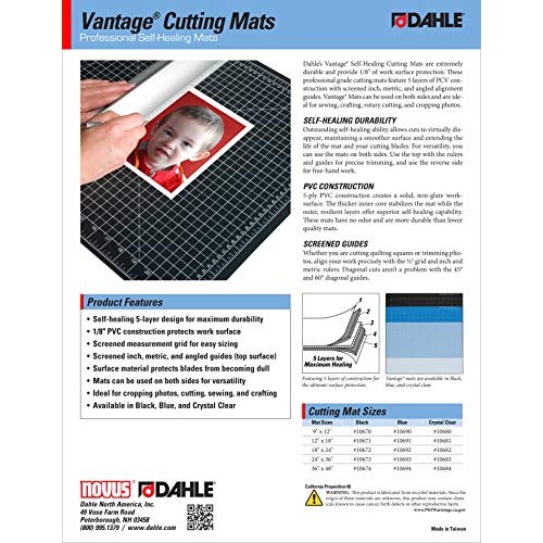Dahle Vantage 10670 Self-Healing Cutting Mat, 9x12, 1/2 Grid, 5...