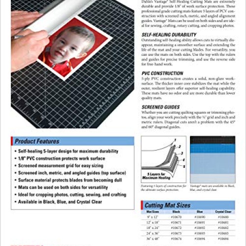 Dahle Vantage 10670 Self-Healing Cutting Mat, 9x12, 1/2 Grid, 5...