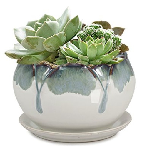 Dahlia 5.5 Inch Rustic Drip Glazed Ceramic Planter/Succulent Pot...