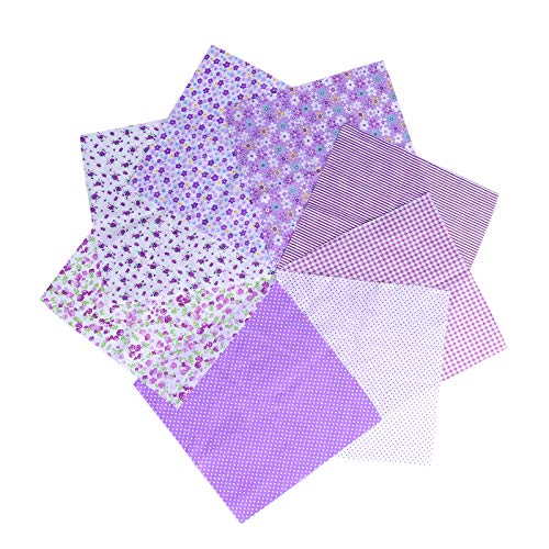 Daindy 8pcs Patchwork Fabric Flower Dot Stripe Cotton Cloth DIY Se...