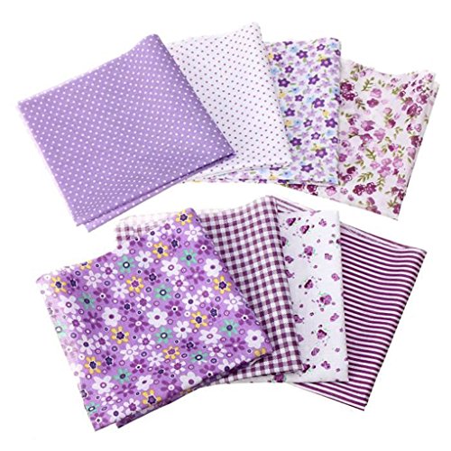 Daindy 8pcs Patchwork Fabric Flower Dot Stripe Cotton Cloth DIY Se...
