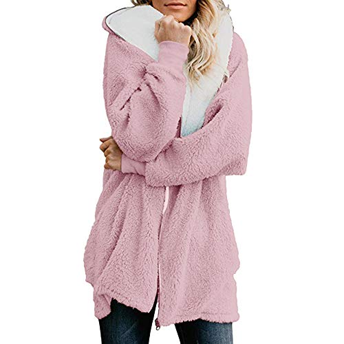 Dainzuy Women Zip up Hooded Fluffy Coat Long Sleeve Thick Open Fro...