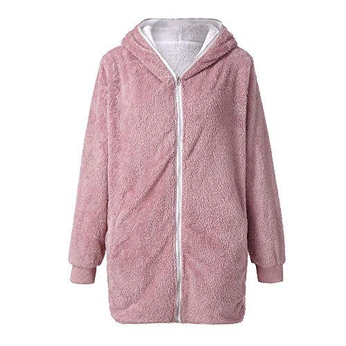 Dainzuy Women Zip up Hooded Fluffy Coat Long Sleeve Thick Open Fro...