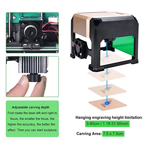 Bluetooth Laser Engraving Machine, 3000mW Mini Desktop Laser Engra...