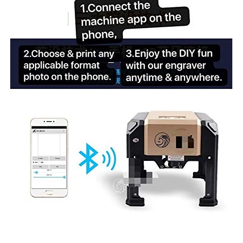 Bluetooth Laser Engraving Machine, 3000mW Mini Desktop Laser Engra...