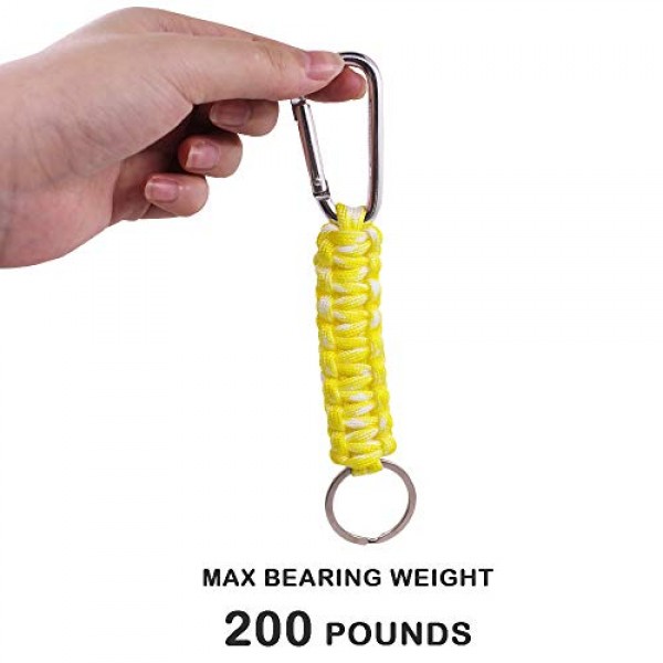 6 Pack Different Colors Paracord Keychain Carabiner, DaKuan Milita...