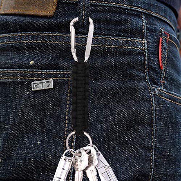 6 Pack Different Colors Paracord Keychain Carabiner, DaKuan Milita...