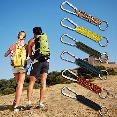 6 Pack Different Colors Paracord Keychain Carabiner, DaKuan Milita...