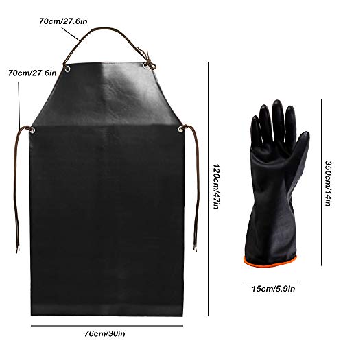 Heavy Duty PU Apron & Latex Gloves, DaKuan Waterproof Resist Stron...
