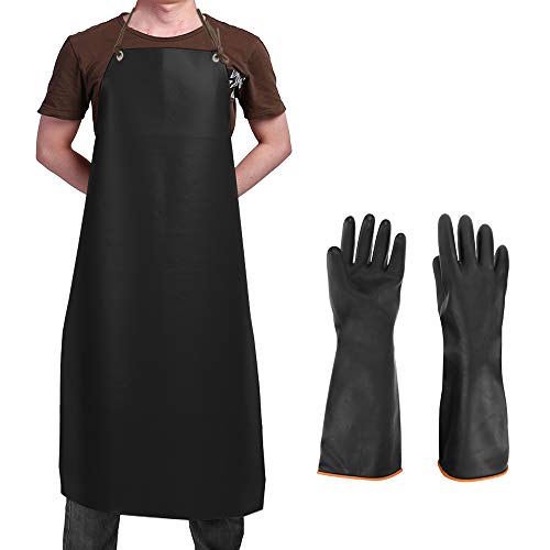 Heavy Duty PU Apron & Latex Gloves, DaKuan Waterproof Resist Stron...