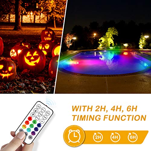 DALUZ Submersible LED Lights 2 PCS with Magnet, Suction Cup and RF...