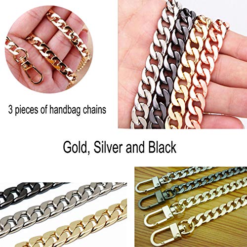3 Pieces Handbag Chain Straps Bag Strap Replacement Metal Purse Cl...