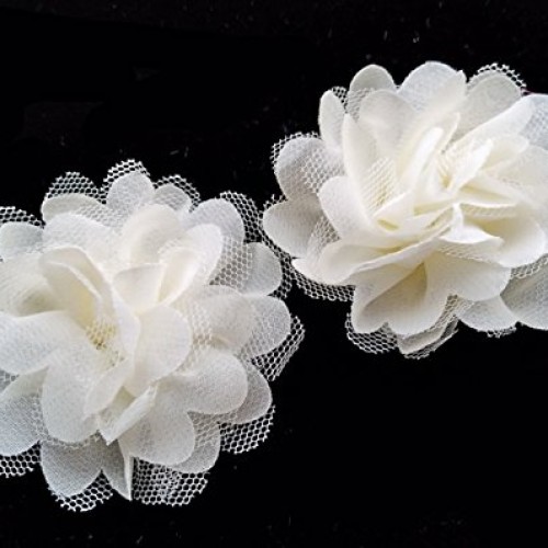 Dandan DIY 16pcs Beige Large 6CM 2.4 Chiffon Organza Flowers Ri...