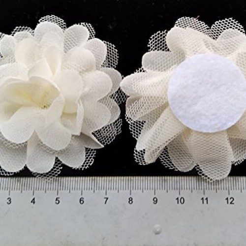 Dandan DIY 16pcs Beige Large 6CM 2.4 Chiffon Organza Flowers Ri...