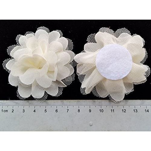 Dandan DIY 16pcs Beige Large 6CM 2.4 Chiffon Organza Flowers Ri...