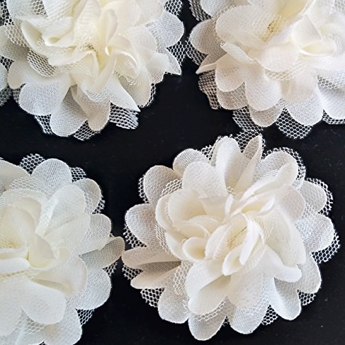 Dandan DIY 16pcs Beige Large 6CM 2.4 Chiffon Organza Flowers Ri...