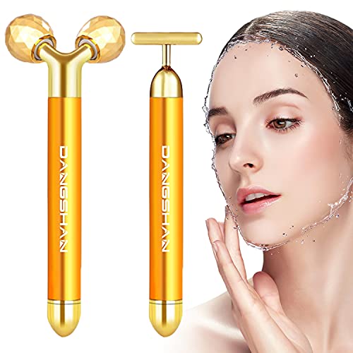 DANGSHAN 2-in-1 Electric Face Massager 24k Golden Facial Massager,...