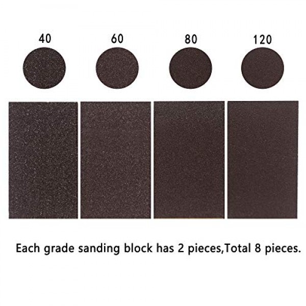 Sanding Sponge,Coarse & Fine Sanding Blocks in 40/60/80/120 Grit f...