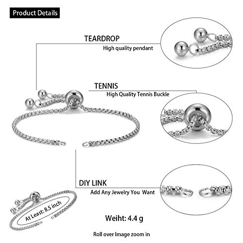 DanLingJewelry 10pcs 304 Stainless Steel Adjustable Slider Bracele...