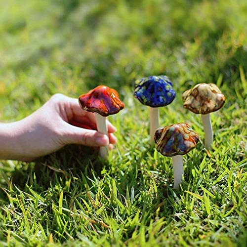 Danmu Garden Decor, 4pcs Random Color Ceramic Mushroom for Garde...