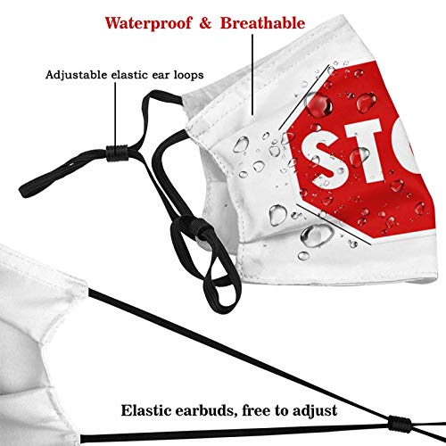 Stop Sign Washable Face Mask, Reusable Face Cover Dust Protection ...