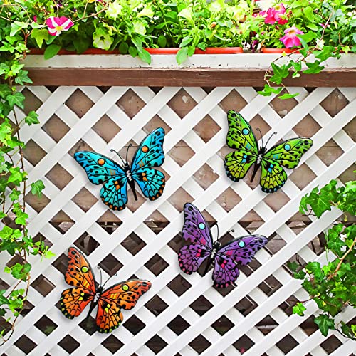 Metal Butterfly Wall Decor - 9.5 Outdoor Fence Wall Art Decor, Ha...