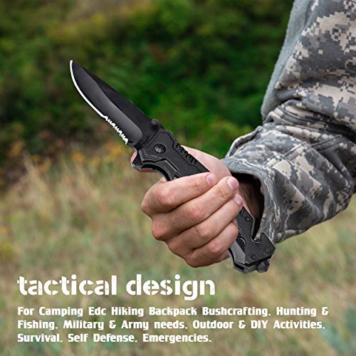 DAPR Folding Pocket Knife for Hunting, Survival, Self-Defense, Cam...