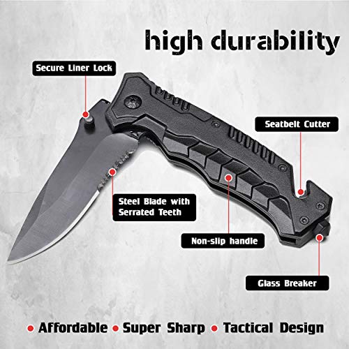 DAPR Folding Pocket Knife for Hunting, Survival, Self-Defense, Cam...